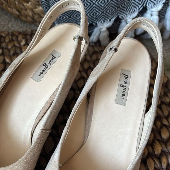 Paul Green Savannah Pump Tan Suede Peep Toe Block Heel Size 7,5 - Picture 4 of 15